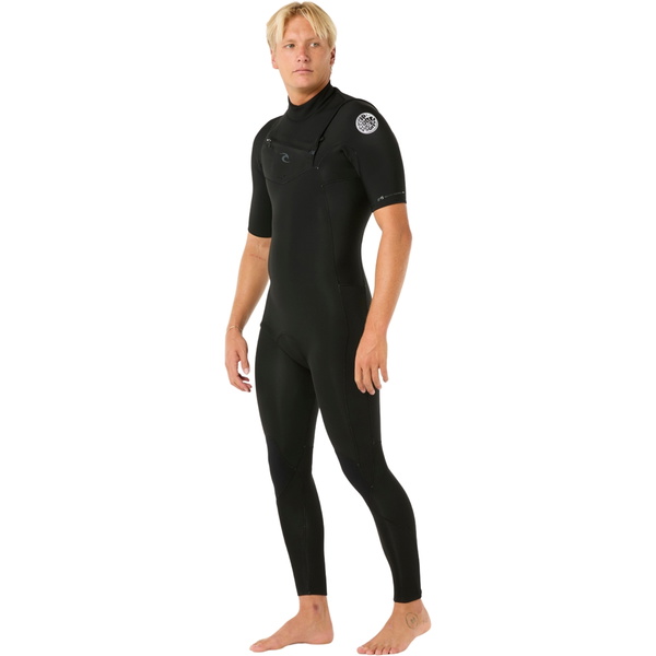 2026 Rip Curl Männer Dawn Patrol 2/2mm Kurzämelig Brustreißverschluss Neoprenanzug 16VMFS - Black